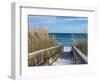 Sandy Boardwalk Path to a Snow White Beach on the Gulf of Mexico with Ripe Sea Oats in the Dunes-forestpath-Framed Photographic Print