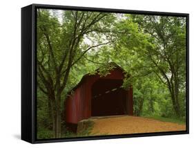 Sandy Creek Covered Bridge, Jefferson County, Missouri, USA-Charles Gurche-Framed Stretched Canvas