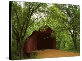 Sandy Creek Covered Bridge, Jefferson County, Missouri, USA-Charles Gurche-Stretched Canvas