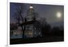 Sandy Hook Lighthouse With Full Moon-George Oze-Framed Photographic Print