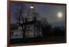 Sandy Hook Lighthouse With Full Moon-George Oze-Framed Photographic Print