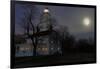 Sandy Hook Lighthouse With Full Moon-George Oze-Framed Photographic Print