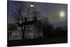 Sandy Hook Lighthouse With Full Moon-George Oze-Stretched Canvas