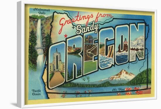 Sandy, Oregon - Greetings from Oregon-Lantern Press-Framed Art Print