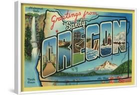 Sandy, Oregon - Greetings from Oregon-Lantern Press-Framed Art Print