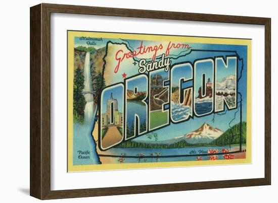 Sandy, Oregon - Greetings from Oregon-Lantern Press-Framed Art Print