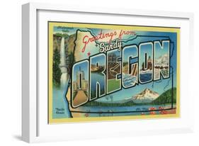 Sandy, Oregon - Greetings from Oregon-Lantern Press-Framed Art Print