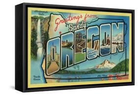 Sandy, Oregon - Greetings from Oregon-Lantern Press-Framed Stretched Canvas