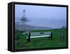 Sandy Point Lighthouse on a Foggy Morning, Nova Scotia, Canada-Julie Eggers-Framed Stretched Canvas