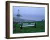 Sandy Point Lighthouse on a Foggy Morning, Nova Scotia, Canada-Julie Eggers-Framed Photographic Print