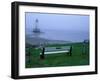 Sandy Point Lighthouse on a Foggy Morning, Nova Scotia, Canada-Julie Eggers-Framed Photographic Print