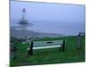 Sandy Point Lighthouse on a Foggy Morning, Nova Scotia, Canada-Julie Eggers-Mounted Photographic Print
