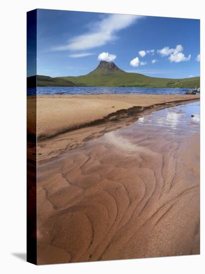 Sandy Shore of Loch Lurgain with Stac Pollaidh in the Background, Highlands, Scotland, UK, June-Joe Cornish-Stretched Canvas