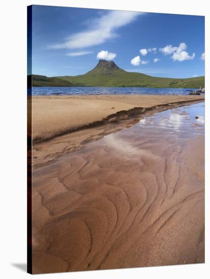 Sandy Shore of Loch Lurgain with Stac Pollaidh in the Background, Highlands, Scotland, UK, June-Joe Cornish-Stretched Canvas