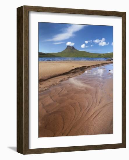 Sandy Shore of Loch Lurgain with Stac Pollaidh in the Background, Highlands, Scotland, UK, June-Joe Cornish-Framed Photographic Print