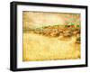 Sandy Tropical Beach in Grunge and Retro Style.-Elenamiv-Framed Art Print