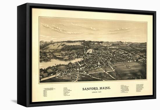 Sanford, Maine - Panoramic Map-Lantern Press-Framed Stretched Canvas