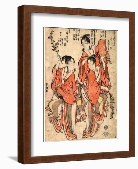 Sangatsu[Yayoi?] Hanazumo Shigatsu[Uduki?] Shaka Tanjo-Katsushika Hokusai-Framed Giclee Print