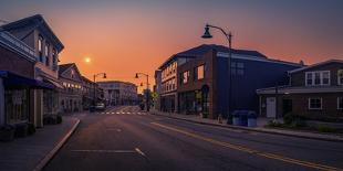 Sunrise and Wildfire Smoke over the Mystic Downtown in Connecticut, the Old City Skyline, and Build-Sanghwan Kim-Photographic Print