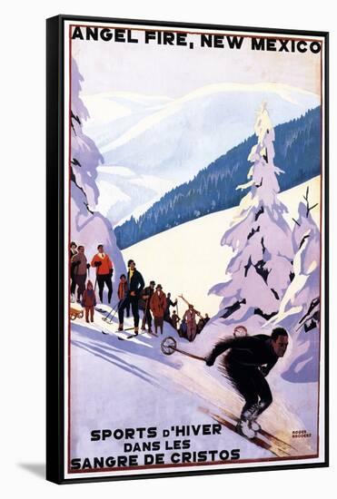 Sangre de Cristos, New Mexico - Spectators Watching Skier - Artwork-Lantern Press-Framed Stretched Canvas