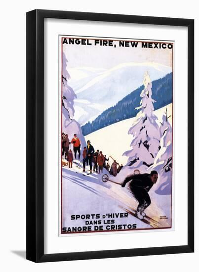 Sangre de Cristos, New Mexico - Spectators Watching Skier - Artwork-Lantern Press-Framed Art Print