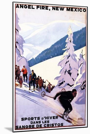 Sangre de Cristos, New Mexico - Spectators Watching Skier - Artwork-Lantern Press-Mounted Art Print