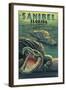 Sanibel, Florida - Alligators-Lantern Press-Framed Art Print