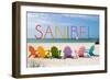 Sanibel, Florida - Colorful Beach Chairs-Lantern Press-Framed Art Print