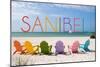 Sanibel, Florida - Colorful Beach Chairs-Lantern Press-Mounted Art Print