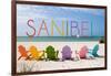 Sanibel, Florida - Colorful Beach Chairs-Lantern Press-Framed Art Print