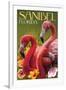 Sanibel, Florida - Flamingos-Lantern Press-Framed Art Print