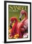 Sanibel, Florida - Flamingos-Lantern Press-Framed Art Print