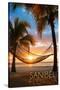 Sanibel, Florida - Hammock and Sunset-Lantern Press-Stretched Canvas