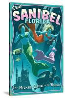 Sanibel, Florida - Live Mermaids-Lantern Press-Stretched Canvas