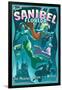 Sanibel, Florida - Live Mermaids-Lantern Press-Framed Art Print