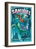 Sanibel, Florida - Live Mermaids-Lantern Press-Framed Art Print
