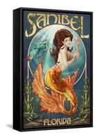 Sanibel, Florida - Mermaid-Lantern Press-Framed Stretched Canvas
