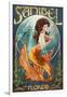 Sanibel, Florida - Mermaid-Lantern Press-Framed Art Print