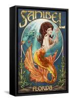 Sanibel, Florida - Mermaid-Lantern Press-Framed Stretched Canvas