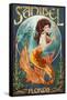 Sanibel, Florida - Mermaid-Lantern Press-Framed Stretched Canvas