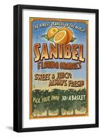Sanibel, Florida - Orange Grove Vintage Sign-Lantern Press-Framed Art Print