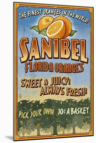 Sanibel, Florida - Orange Grove Vintage Sign-Lantern Press-Mounted Art Print