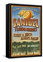 Sanibel, Florida - Orange Grove Vintage Sign-Lantern Press-Framed Stretched Canvas