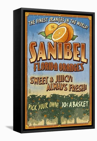 Sanibel, Florida - Orange Grove Vintage Sign-Lantern Press-Framed Stretched Canvas