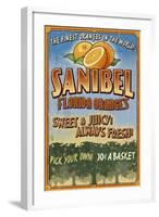 Sanibel, Florida - Orange Grove Vintage Sign-Lantern Press-Framed Art Print