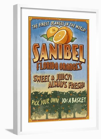 Sanibel, Florida - Orange Grove Vintage Sign-Lantern Press-Framed Art Print