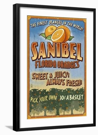 Sanibel, Florida - Orange Grove Vintage Sign-Lantern Press-Framed Art Print