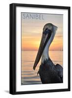 Sanibel, Florida - Pelican-Lantern Press-Framed Art Print