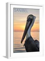 Sanibel, Florida - Pelican-Lantern Press-Framed Art Print
