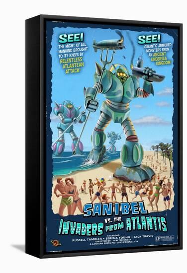 Sanibel, Florida - Sanibel vs. Atlantean Invaders-Lantern Press-Framed Stretched Canvas